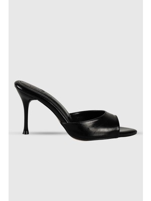 Gloria Siyah Mat Tek Bant Kadın Topuklu Ayakkabı