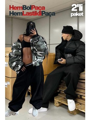 Vladivosto Ayarlanabilir Bol Paça Rahat Kalıp Unisex Büyük Beden Oversize Baggy Eşofman Altı