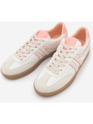 Marjin Kadın Sneaker Bağcıklı Retro Spor Ayakkabı Denor Pembe