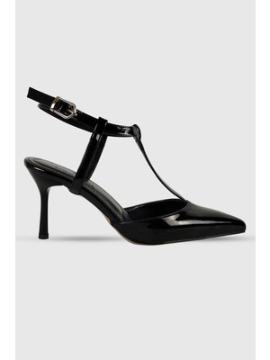 Begonia Siyah Rugan Bilek Bağlı Sivri Burun Kadın Topuklu Ayakkabı