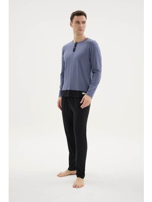 Purificado %100 Pamuk Yeni Sezon Düğmeli Yaka Konforlu Hissettiren Erkek Pijama Takımı