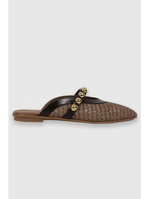 Annie Kahve Troklu Kemer Detay Yuvarlak Burun Kadın Terlik