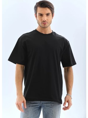 Veralya Unisex Oversize Düz Bisiklet Yaka Tshirt