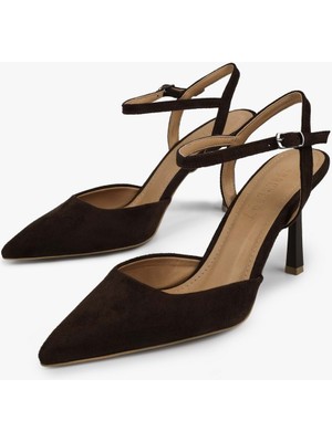 Shoeberry Kadın Lura Kahve Süet Stiletto