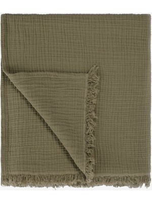 Barine Cocoon 4 Katlı Müslin Koltuk Şalı, Battaniye Haki