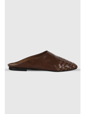 Helena Taba Mat Taba Damalı Küt Burun Kadın Terlik