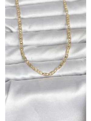 Erbilden Erb cm 14K Gold Renk Lazer Kesim Zincirli Model 60 cm Kadın Kolye