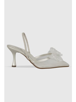 Regina Sedef Şeffaf Taş Detay Lastikli Kadın Topuklu Ayakkabı