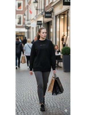 Joggy Hipe Baskılı Basıc Kadın Sweatshirt