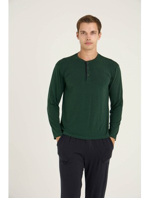 Kly Erkek Midi Yaka Pijama Takımı Konforlu Uyku 9220