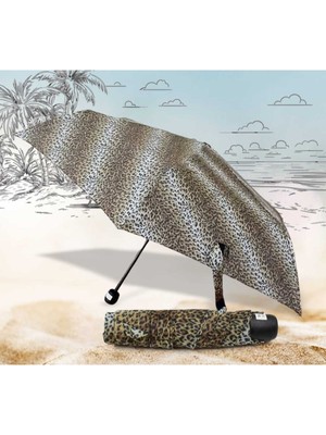 Normadia Şemsiye Kadın Leoapar Desenli Yarım Otomatik Günlük Koruma