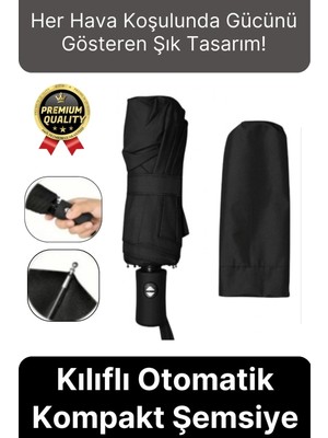 Normadia Rüzgarlı ve Su Geçirmez, 8 Telli Kompakt Otomatik Şemsiye