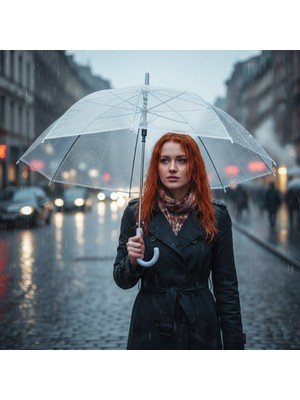 Normadia Şeffaf Otomatik Bahçe Şemsiyesi 70X85 cm – Dayanıklı Mekanizma