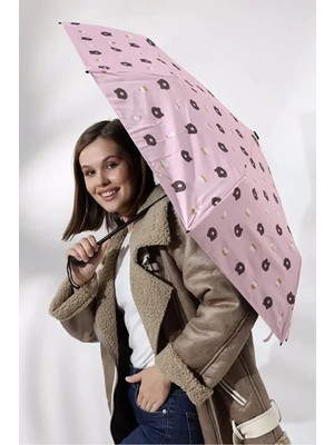 Normadia Ayıcık Desenli Otomatik Fonksiyonlu Fiber Tel Pembe Şemsiye