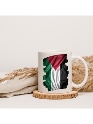 Safir Tasarım  Premium Beyaz Porselen Kupa - Kişiye Özel Filistin Temalı