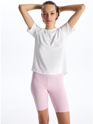 Lc Waikiki Yeni Sezon Bisiklet Yaka Düz Kısa Kollu Kadın Tişört