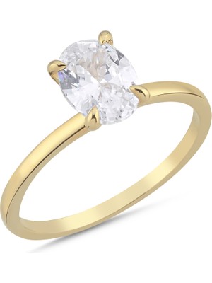 Zeya Kuyumculuk 14 Ayar Altın Oval Tektaş Yüzük