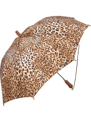 Normadia Kadın Uzun Leopar Şemsiye, Şık ve Dayanıklı Rüzgar Geçirmez Tasarım