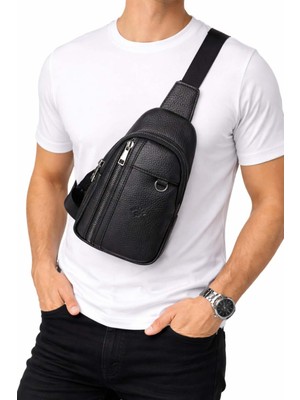 Derise Club Erkek Siyah Çift Kol Çapraz Omuz Çantası Body Bag Çanta Günlük Çanta