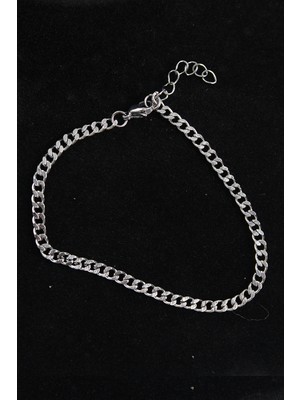 Renklime 316L Çelik Ince Klasik Model Gümüş Renk Erkek Bileklik