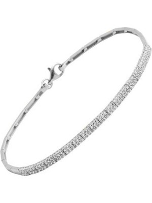 Bilezikci Çift Sıralı 14 Ayar Beyaz Altın Suyolu Bileklik