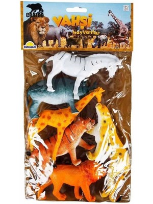 Renklime 0715 Vahşi Hayvanlar Poşetli 6'lı Hayvan Oyun Seti -Sunman