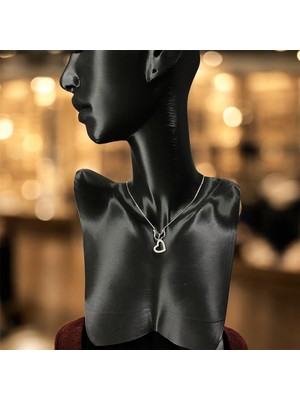 925 Ayar Gümüş Zirkon Taşlı Kanatlı Kalp Kolye