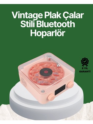 Renklime Vintage Tarz Bluetooth Hoparlör – Gece Işığı ve Zaman Göstergeli