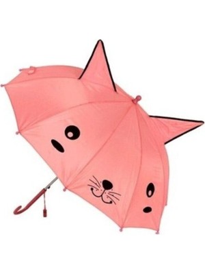 Normadia Renkli ve Eğlenceli Kız Çocuk Pembe Kulaklı Düdüklü Şemsiye