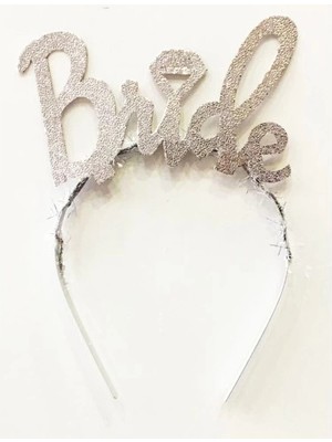 Renklime Gümüş Renk Bekarlığa Veda Italik Yazı Alyanslı Bride Taç