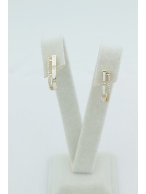 Xuping Jewelry Stil Incisi/xupıng Jewelry Oval Beyaz Zirkon Taşlı Küpe