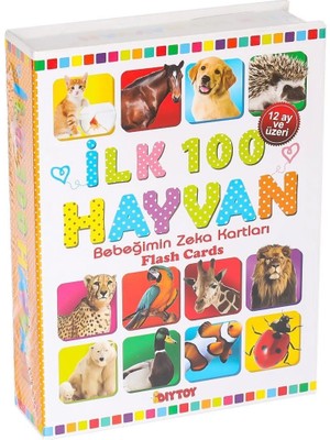 Renklime 1741 Flash Card Ilk 100 Hayvanlar Eğitici Kartlar -Dıytoy