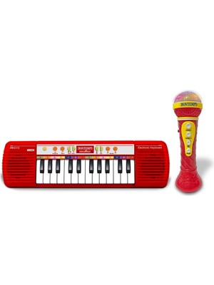 Renklime 24 Tuşlu Elektronik Mikrofonlu Işıklı Org Seti Kırmızı