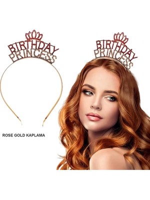 Renklime Birthday Princess Kristal Taç – Rose Gold Kaplama