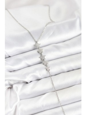 Renklime 316L Çelik Zincir Gümüş Renk Yıldız Model Y Kolye