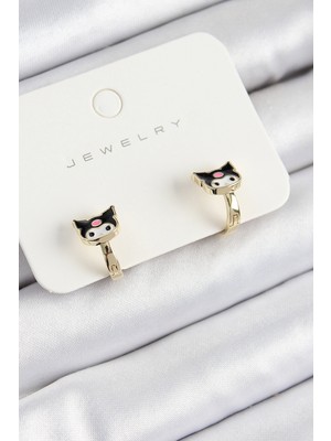 Renklime Pirinç Kuromi Model Gold Renk Çocuk Küpe