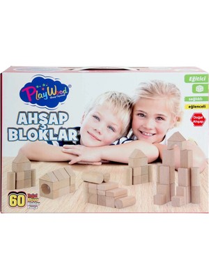 Datatek Playwood Kutuda Ahşap Renkli Bloklar 60 Parça