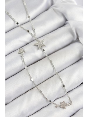 Datatek Pirinç Zirkon Taşlı Yıldız Model Gümüş Renk Y Kolye