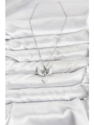 Renklime 316L Çelik Zincir Gümüş Renk Anka Kuşu Model Kadın Kolye