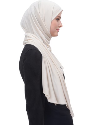 Altobeh Tesettür Penye Şal Düz-Krem