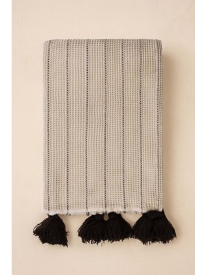 Barine Buhur Pike Dokulu Koltuk Şalı, Battaniye Bej