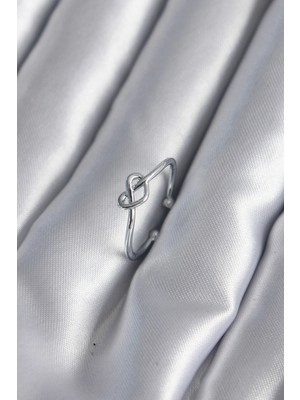 Renklime Gümüş Renk Düğüm Kalp Model Kadın Yüzük