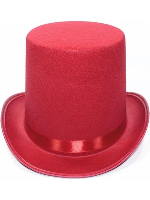 Datatek Kırmızı Fötr Şapka Sihirbaz Şapkası