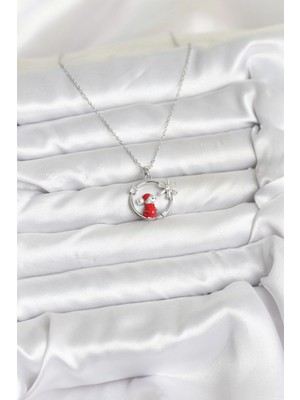 Datatek 316L Çelik Zincir Gümüş Zirkon Taşlı Yılbaşı Tema Kadın Kolye