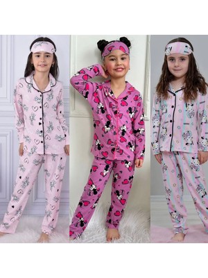 Yağmur Giyim Pjkö 3 Adet Karışık Desenli Uzun Kollu Önden Düğmeli Kız Çocuk Pijama Takımı 4-5 Yaş 1012U