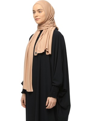 Altobeh Tesettür Penye Şal Düz-Koyu Bej