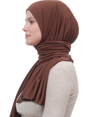 Altobeh Tesettür Penye Şal Düz-Çikolata