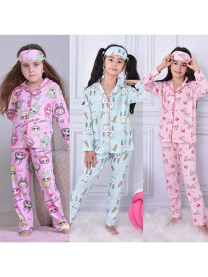Yağmur Giyim Pjkö 3 Adet Karışık Desenli Uzun Kollu Önden Düğmeli Kız Çocuk Pijama Takımı 4-5 Yaş 1012U