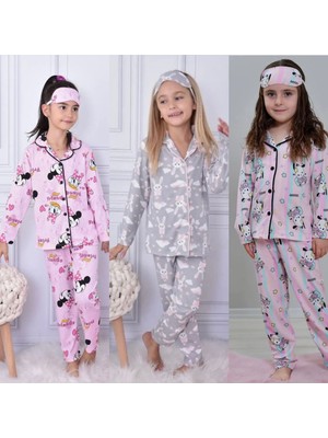 Yağmur Giyim Pjkö 3 Adet Karışık Desenli Uzun Kollu Önden Düğmeli Kız Çocuk Pijama Takımı 4-5 Yaş 1012U