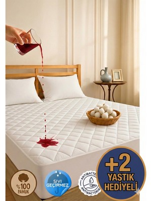 Sungur Çeyiz Kapitone Fitted Su Sıvı Geçirmez %100 Pamuk Alez (2 Adt Yastık Alezi Hediye )